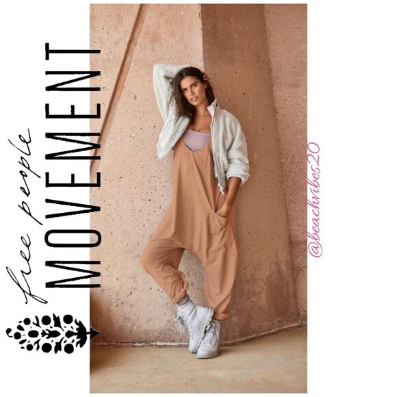 FP MOVEMENT BY FREE PEOPLE Hot Shot Onesie Toasted Coconut Medium EUC - Picture 1 of 6